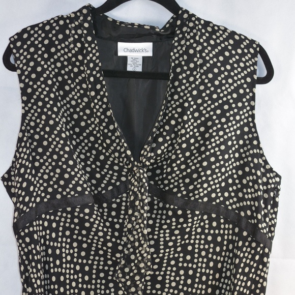 100% Silk Polka Dot Top Chadwicks SZ 16P - Picture 1 of 6